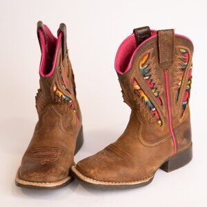 Ariat Quickdraw VentTEK Cowgirl Boots Child 9.5 Brown Serape 10027306